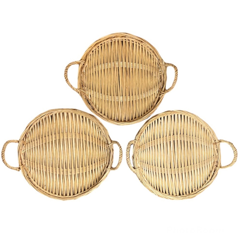 Set of 3 Bohemian Wall Decor Wicker Plates